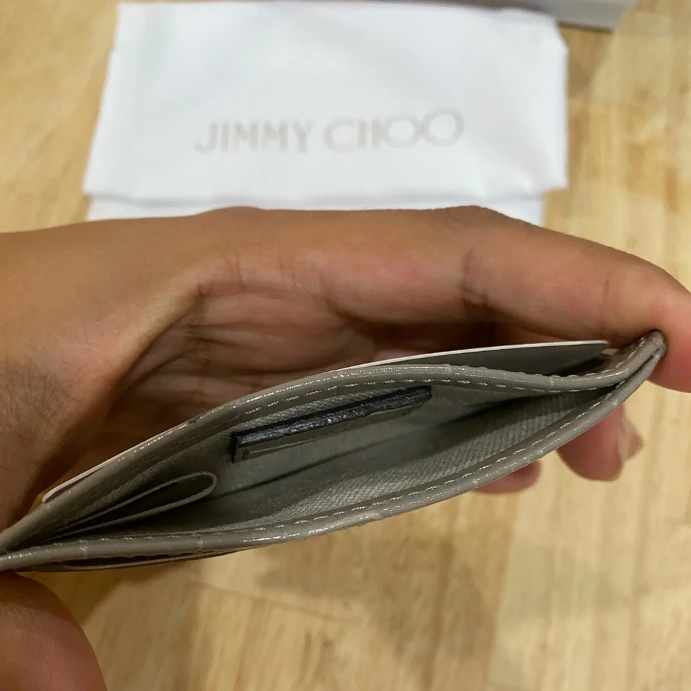 Jimmy Choo grey Cros embossed card slot BNWOT - Picture 6 of 8